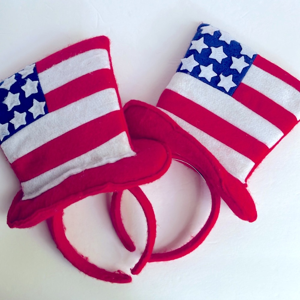 Flag Headbands Bundle of 2 Patriotic Top Hat Uncle Sam Vintage - Picture 2 of 7